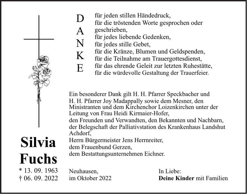 Traueranzeige Silvia Fuchs