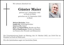 Traueranzeige Günter Maier