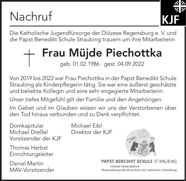 Traueranzeige Müjde Piechottka