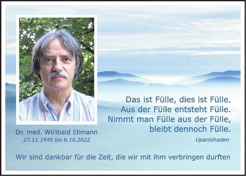 Traueranzeige Willi Dr. Ellmann