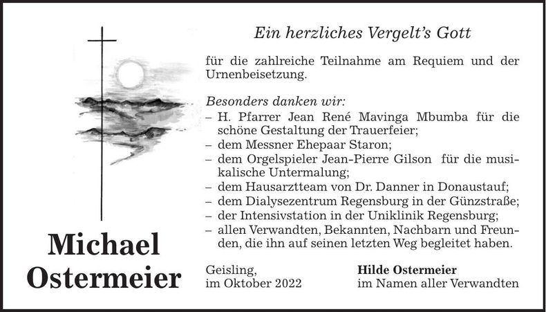 Traueranzeige Michael Ostermeier