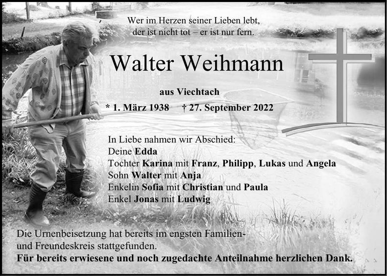 Traueranzeige Walter Weihmann