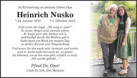 Traueranzeige Heinrich Nusko