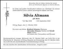 Traueranzeige Silvia Altmann