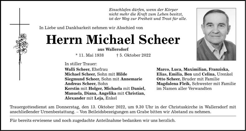 Traueranzeige Michael Scheer