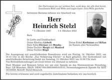 Traueranzeige Heinrich Stelzl