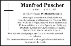 Traueranzeige Manfred Puscher