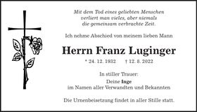 Traueranzeige Franz Luginger