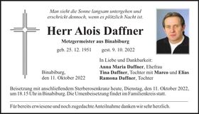 Traueranzeige Alois Daffner