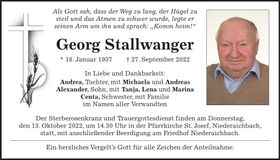 Traueranzeige Georg Stallwanger