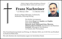 Traueranzeige Franz Nachreiner