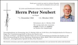 Traueranzeige Peter Neubert
