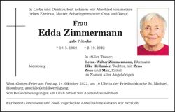 Traueranzeige Edda Zimmermann