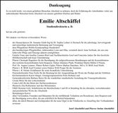 Traueranzeige Emilie Altschäffel