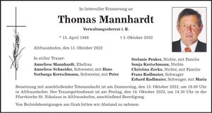 Traueranzeige Thomas Mannhardt