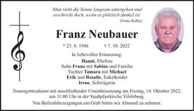Traueranzeige Franz Neubauer