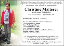 Traueranzeige Christine Malterer