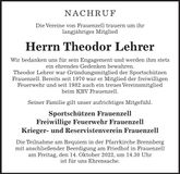 Traueranzeige Theodor Lehrer