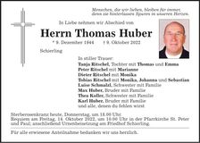 Traueranzeige Thomas Huber