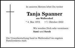 Traueranzeige Tanja Spanner