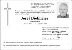 Traueranzeige Josef Bielmeier