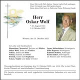 Traueranzeige Oskar Wolf
