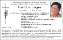 Traueranzeige Ilse Frimberger