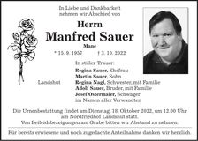Traueranzeige Manfred Sauer