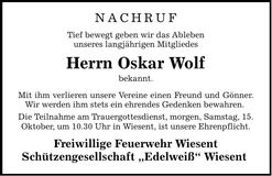 Traueranzeige Oskar Wolf