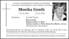 Traueranzeige Monika Genth