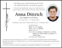 Traueranzeige Anna Dittrich