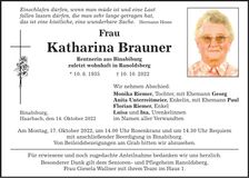 Traueranzeige Katharina Brauner
