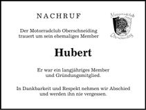 Traueranzeige Hubert Franz