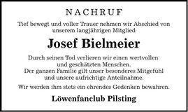 Traueranzeige Josef Bielmeier
