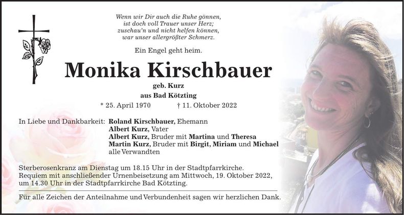 Traueranzeige Monika Kirschbauer