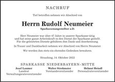 Traueranzeige Rudolf Neumeier