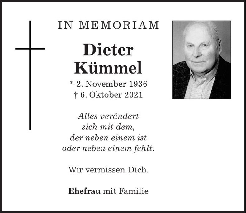Traueranzeige Dieter Kümmel