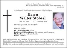 Traueranzeige Walter Stöberl