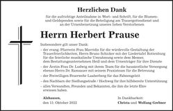 Traueranzeige Herbert Prause