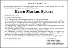 Traueranzeige Markus Sykora