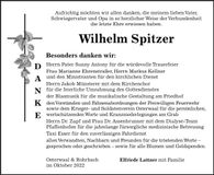 Traueranzeige Wilhelm Spitzer