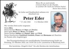 Traueranzeige Peter Eder