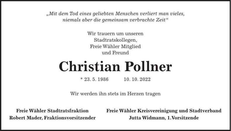 Traueranzeige Christian Pollner