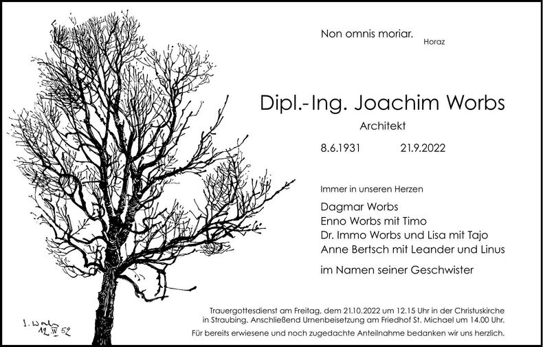 Traueranzeige Worbs Dipl. - Ing. Joachim