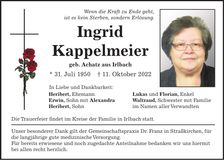 Traueranzeige Ingrid Kappelmeier