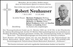 Traueranzeige Robert Neuhauser