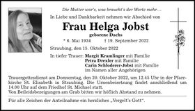 Traueranzeige Helga Jobst