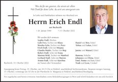 Traueranzeige Erich Endl