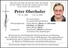 Traueranzeige Peter Oberhofer