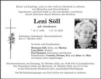 Traueranzeige Leni Söll
